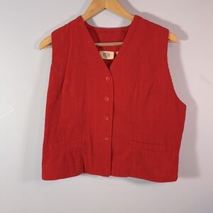 Vintage PASTA brand red corduroy button down vest NWT dead stock retro